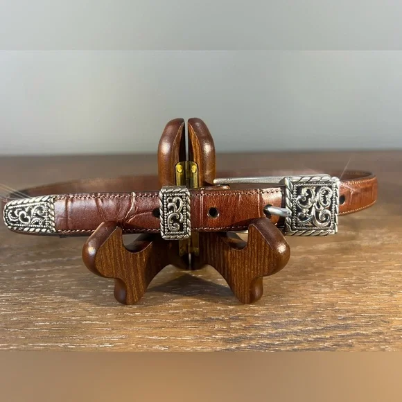 Brighton Elegant Brown Leather Belt with Silver Buckle Brighton | Accessories | Brighton Brown Leather Belt With  main image 3